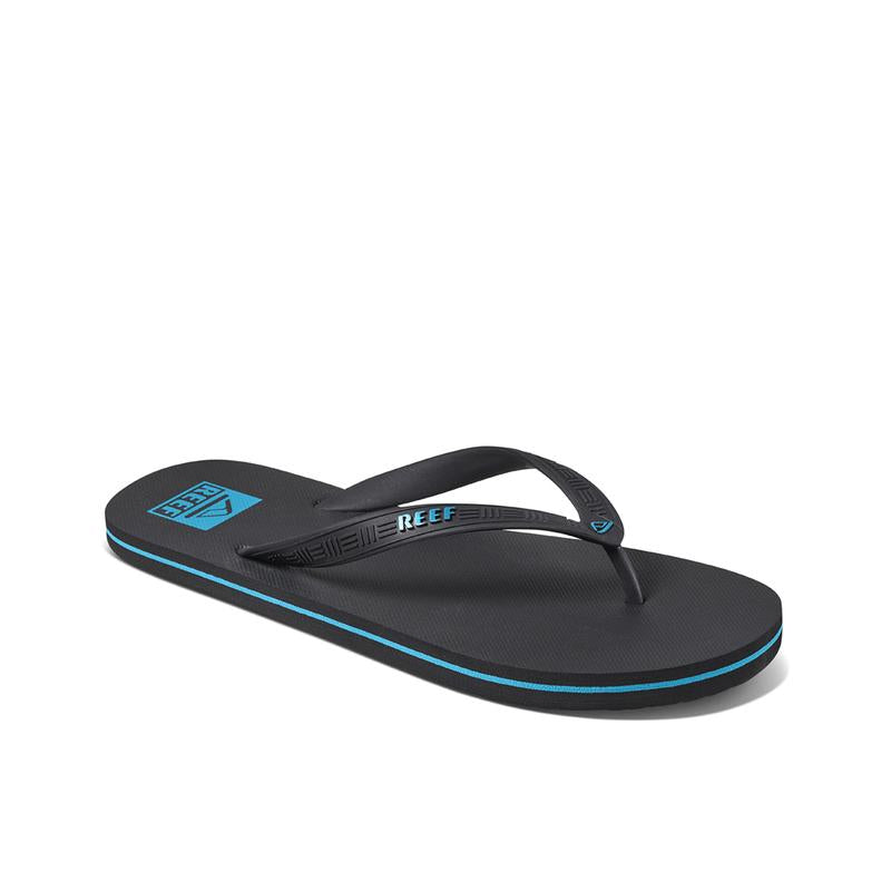 REEF SEASIDE MENS RUBBER THONGS - BLACK/ BLUE STRIPE on sale $15