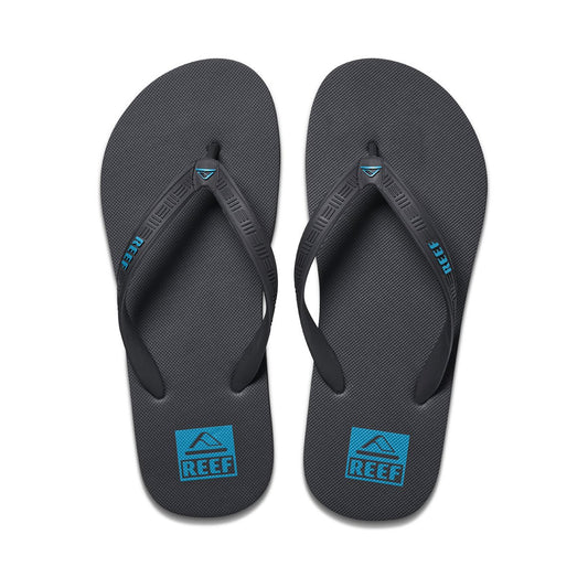REEF SEASIDE MENS RUBBER THONGS - BLACK/ BLUE STRIPE on sale $15
