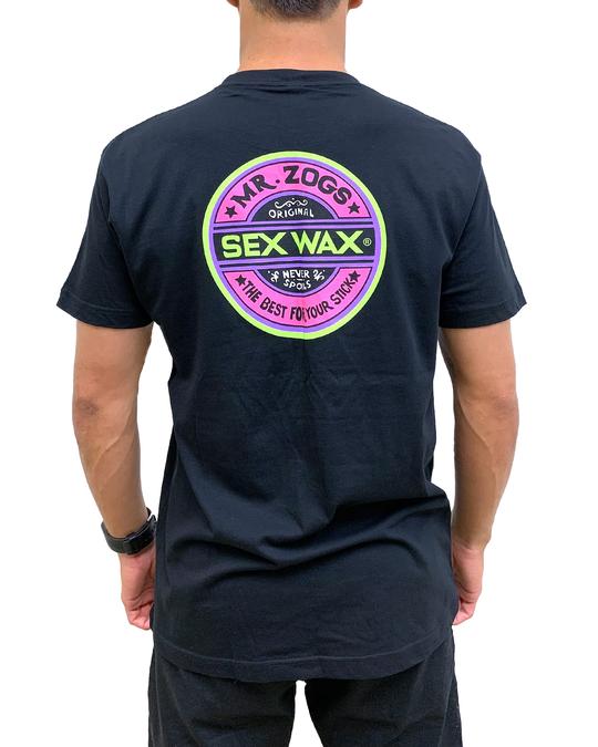 SEXWAX MR ZOG FLUORO TEE - BLACK/FLURO LOGO