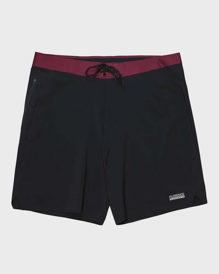 FLORENCE F1 ZERO BOARDSHORT - BLACK/ MAROON