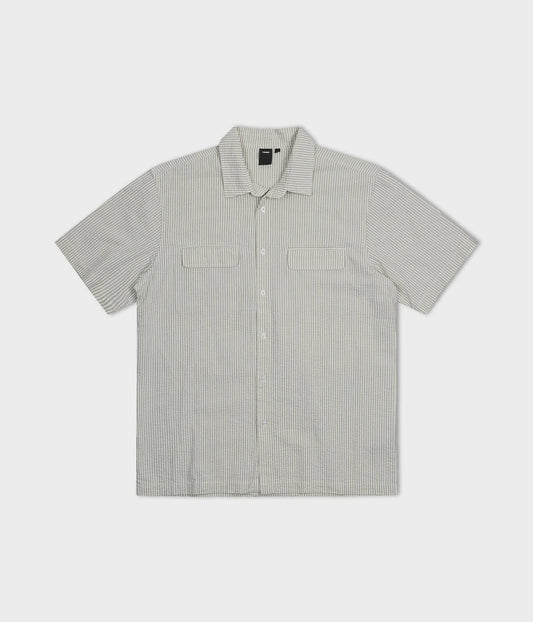 FORMER BROADCAST SEERSUCKER SS SHIRT - BONE BLACK