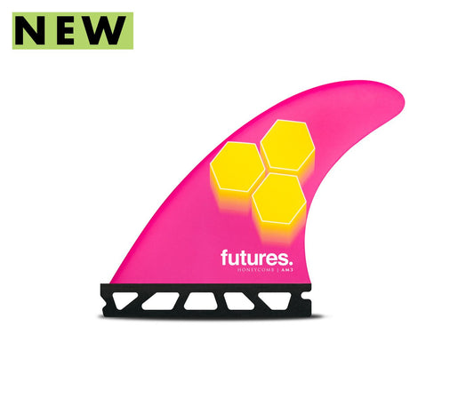 FUTURES AM3 HONEYCOMB AL MERRICK THRUSTER FINS - PINK/YELLOW