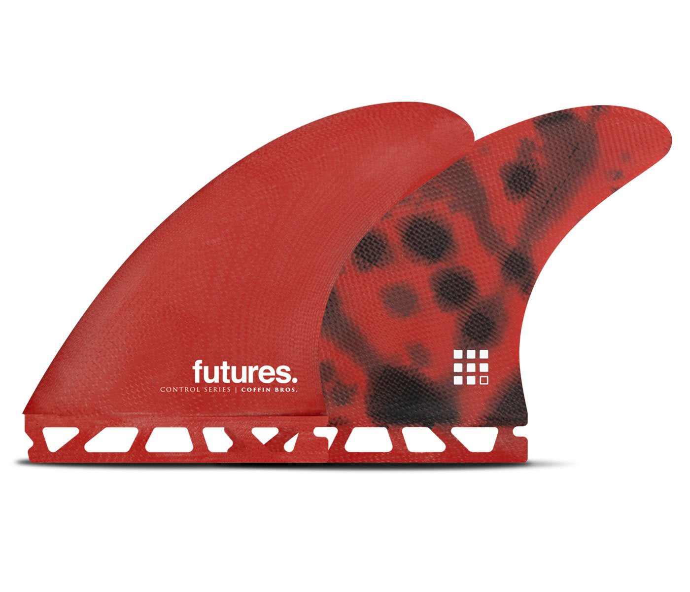 FUTURES COFFIN BROS FIBREGLASS THRUSTER FIN SET- MEDIUM - RED BLACK