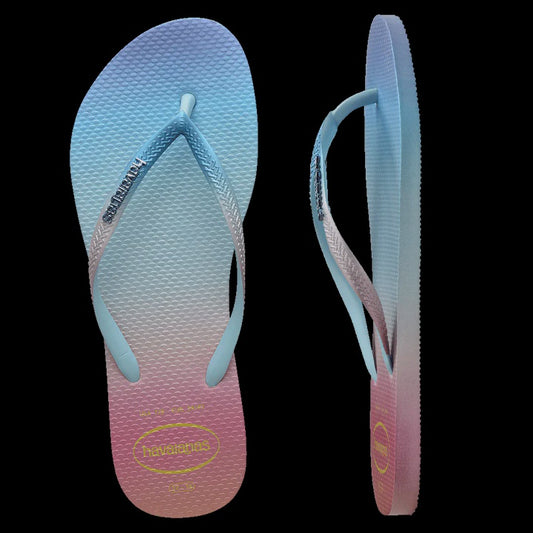 HAVAIANAS FEMALE SLIM METAL LOGO GRADIENT SUNSET WHITE