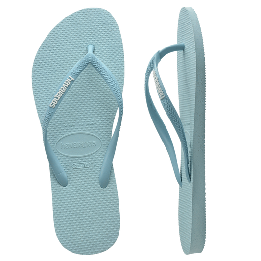 HAVAIANAS WOMENS SLIM RUBBER LOGO - SKY BLUE WATER