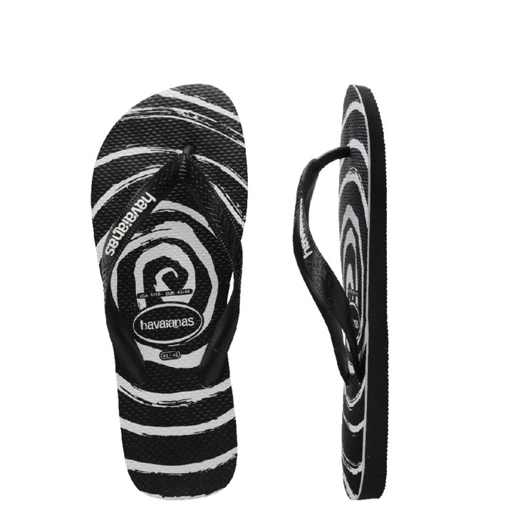 HAVAIANAS KIDS TOP PRINT WHIRL - BLACK/BLACK/WHITE