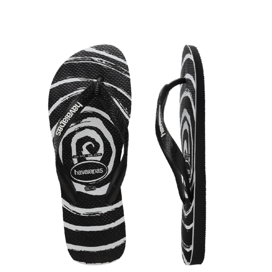 HAVAIANAS KIDS TOP PRINT WHIRL - BLACK/BLACK/WHITE