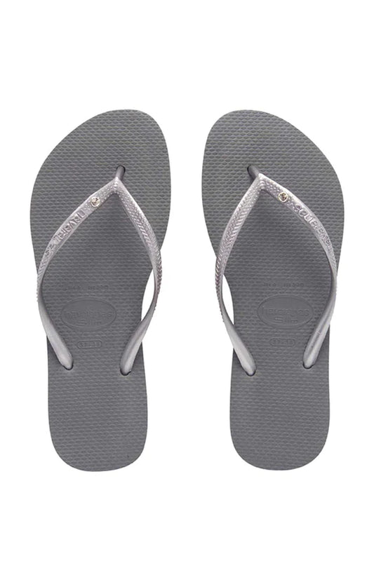 HAVAIANAS SLIM CRYSTAL SW STEEL GREY - WOMENS