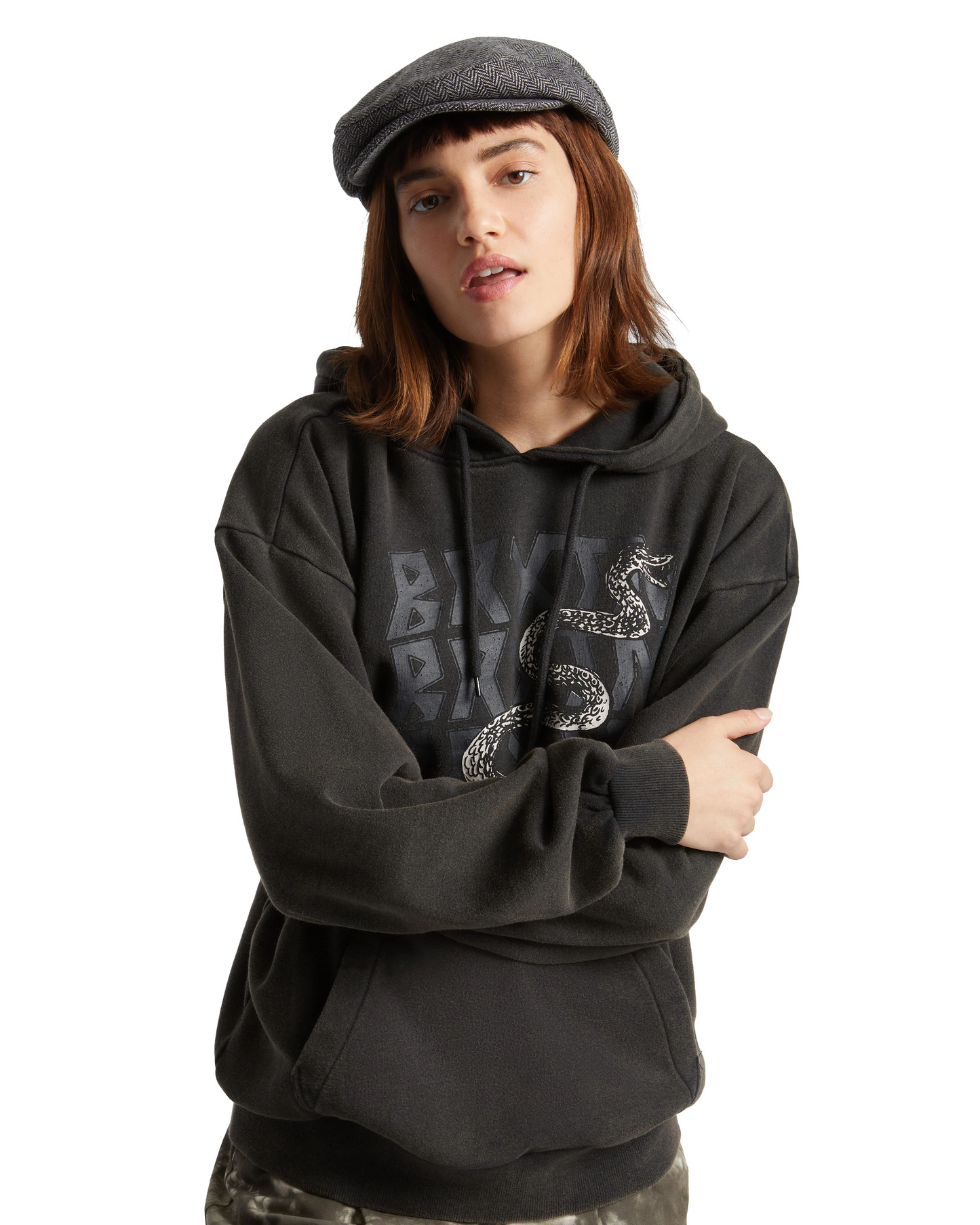 BRIXTON HOOLIGAN  SNAP CAP - GREY/BLACK ON SALE $35