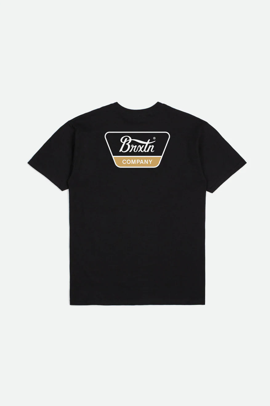 BRIXTON LINWOOD S/S MENS TEE - BLACK/ WHITE-GOLD