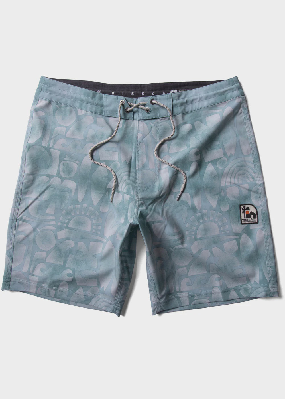 VISSLA ECOLOGY CENTRE GLYPHS 18.5" BOARDSHORTS - SMOKEY JADE - CLEARANCE