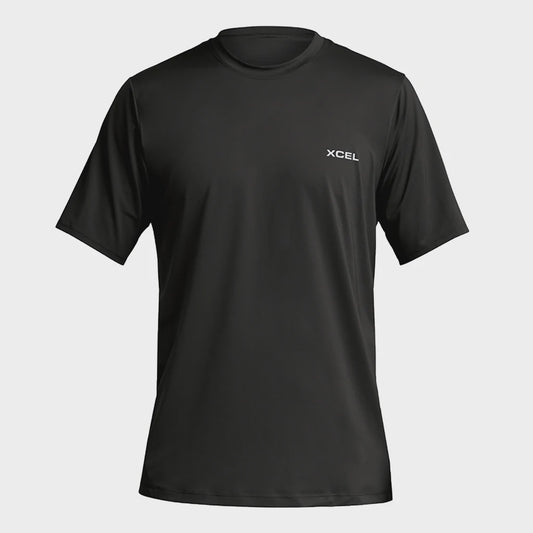 XCEL MENS PREMIUM STRETCH SHORT SLEEVE RELAXED FIT UV RASHIE TOP BLACK
