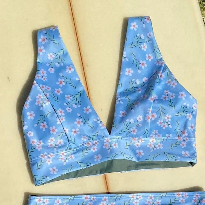 OCEAN REMEDY REVERSIBLE BOTANICA BIKINI TOP - WAX FLOWER/KHAKI