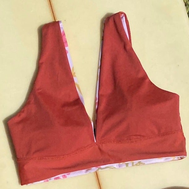 OCEAN REMEDY REVERSIBLE BOTANICA BIKINI TOP - SMITH BEACH KELP/RUST