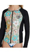 ONEILL GIRLS BAHIA FULL ZIP LONG SLEEVE RASH VEST - WILDFLOWER