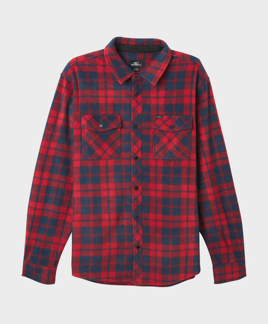 ONEILL GLACIER PLAID FLANNEL SHIRT - RED