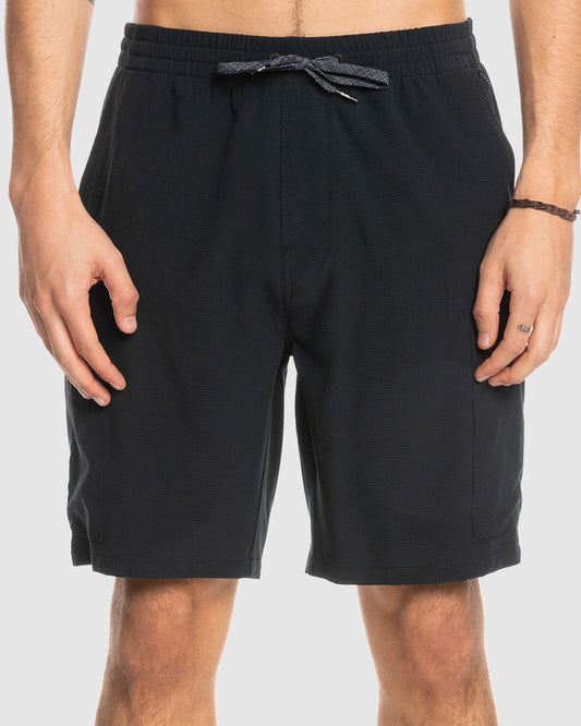 QUIKSILVER ELASTIC CARGO AMPHIBIAN 19 SHORTS - BLACK