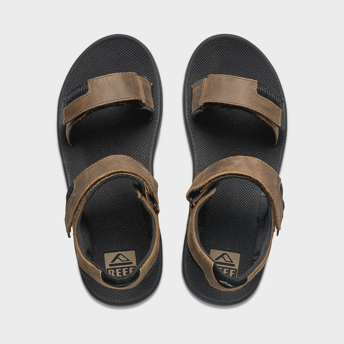 REEF FANNING BAJA LEATHER SANDALS - BLACK/BROWN