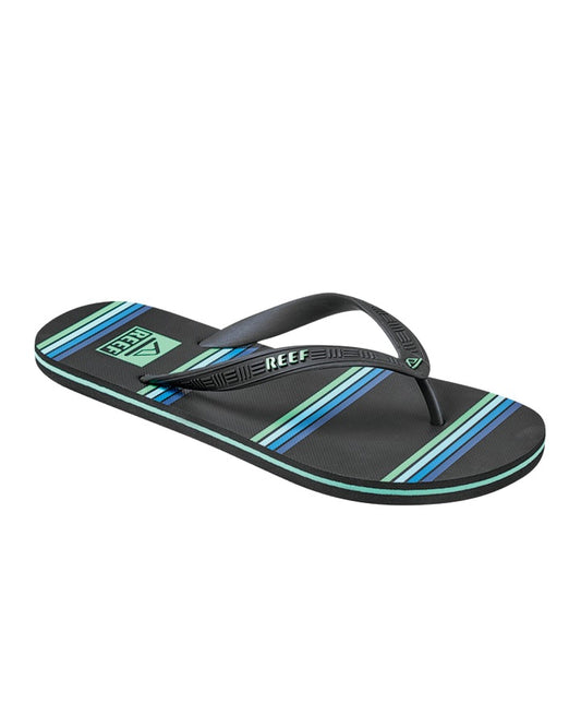 MENS SEASIDE RUBBER THONGS - PRINTS  AQUA/GREEN