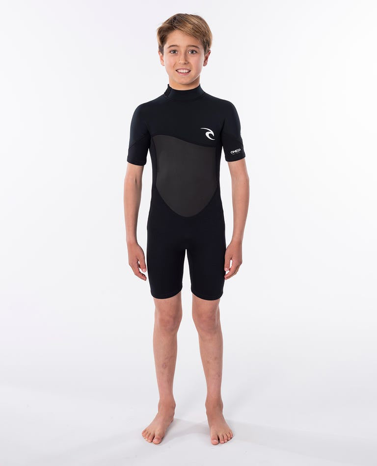 RIPCURL JUNIOR OMEGA 1.5MM SHORT SLEEVE SPRING SUIT - BLACK