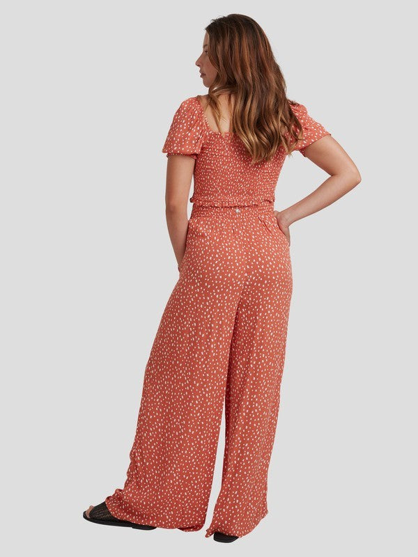 ROXY SIDE BY SIDE WIDE LEG PANTS - GINGER SPICE - SALE ($89.99 TO $63) NEW DOTS