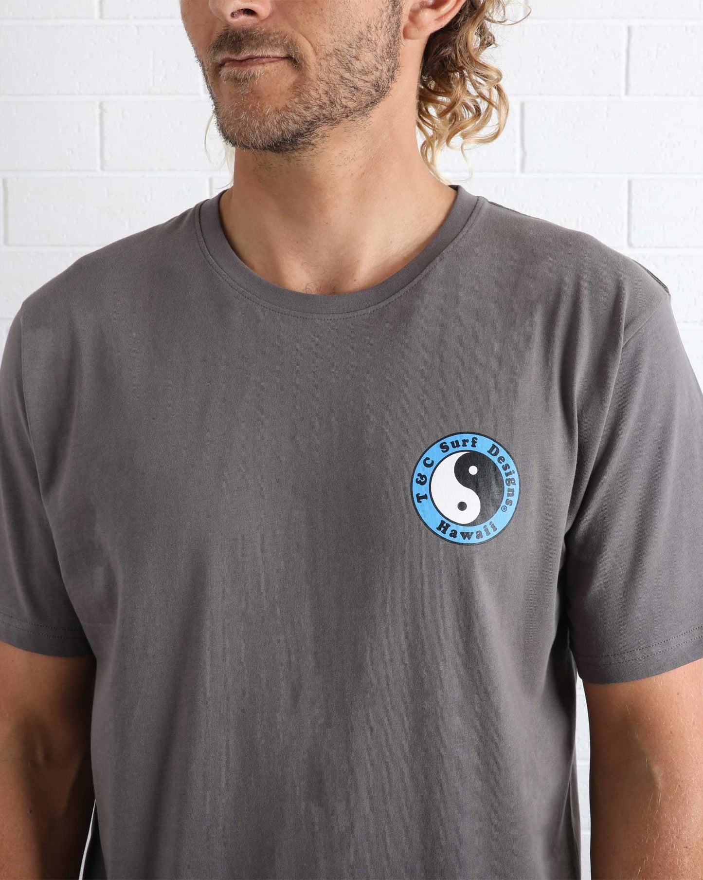 T&C OG LOGO MENS TEE - STEEL BLUE/OCEAN