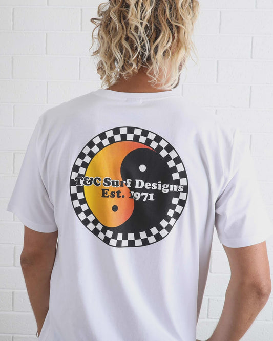 T&C ICONIC CHECKER TEE - WHITE/ORANGE-BLACK