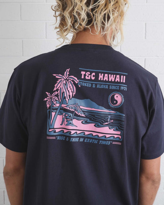 T&C ALOHA VIBES TEE - MID BLUE