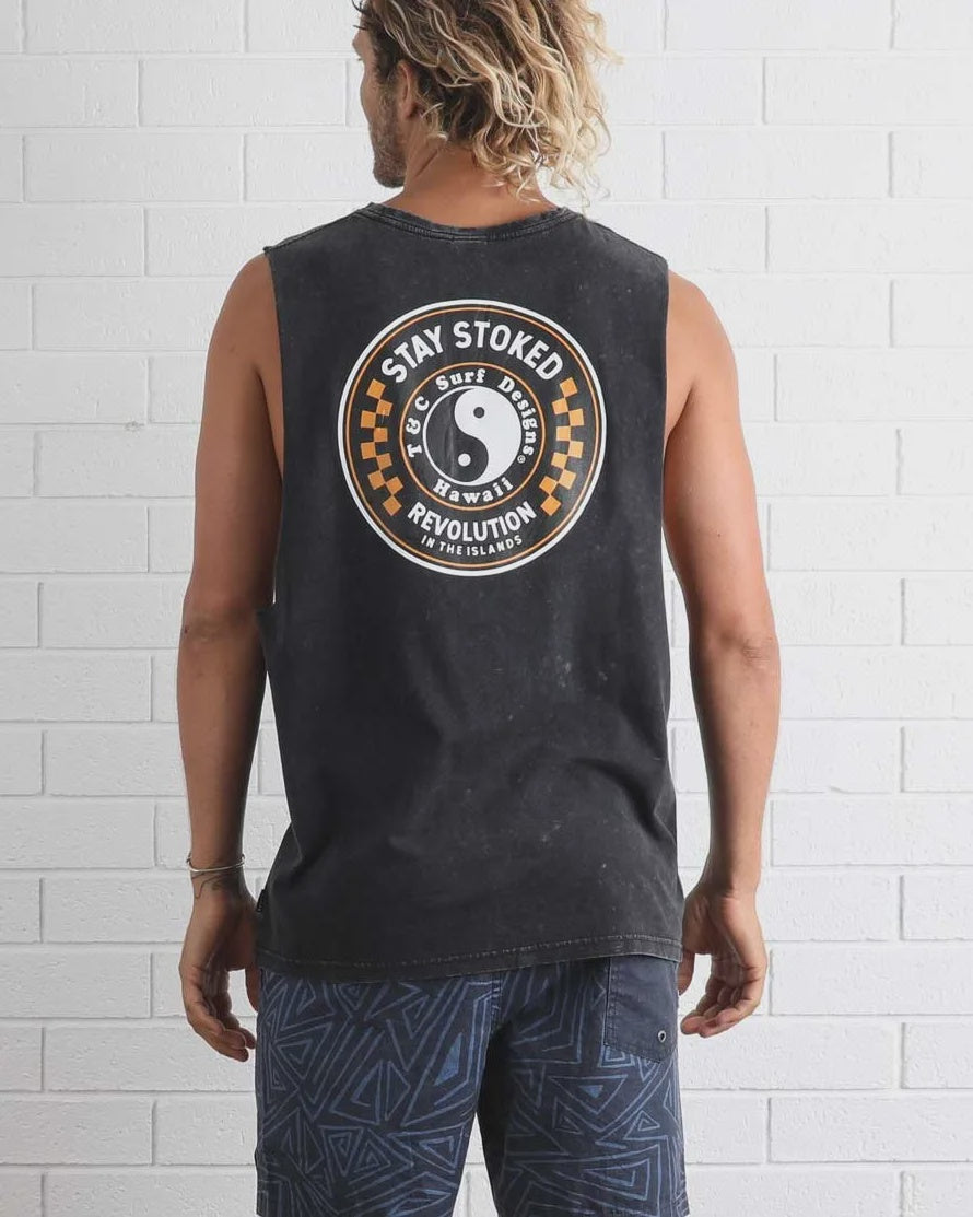 T&C BANZAI MUSCLE TEE - ACID BLACK