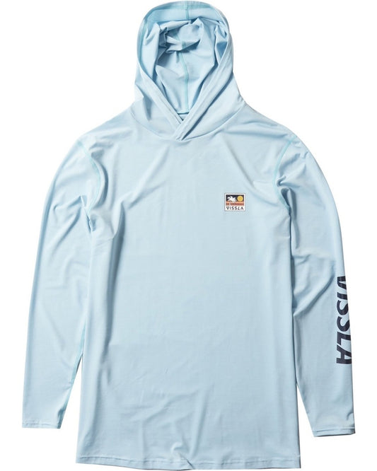 VISSLA TWISTED ECO HOODED L/S RASHIE - COOL BLUE HEATHER