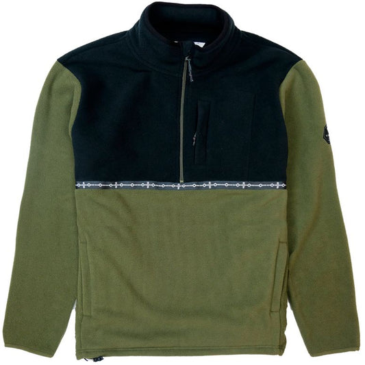 VISSLA HIKE ECO POLAR FLEECE 1/2 ZIP CREW - DARK OLIVE