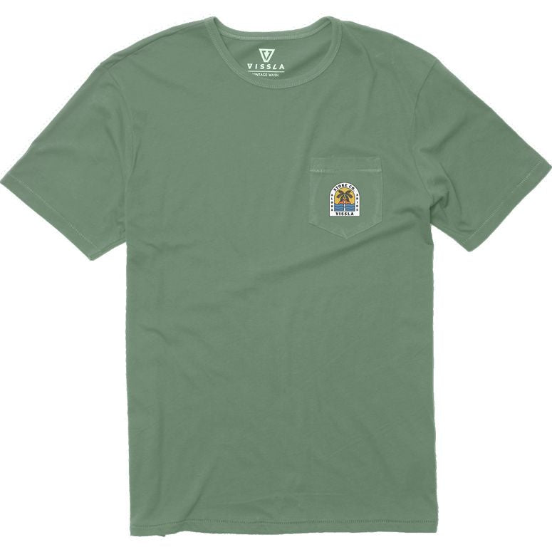 VISSLA SOLID SETS PREMIUM ORGANIC POCKET TEE - PINE