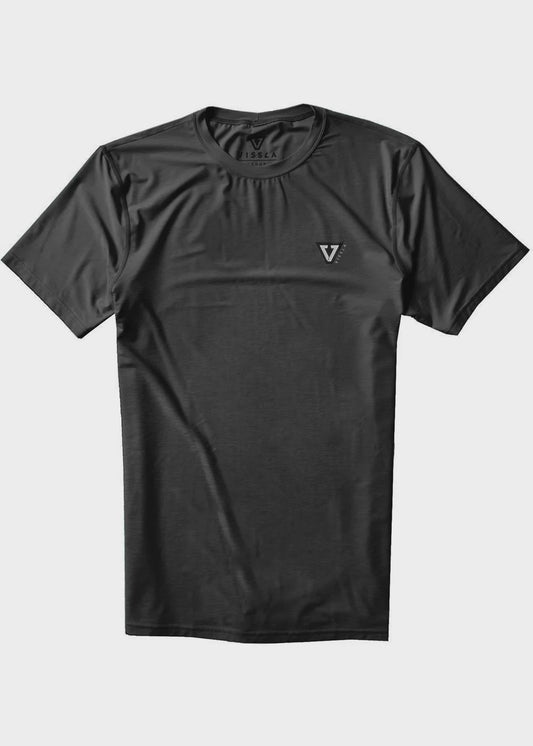 VISSLA YOUTH TWISTED SHORT SLEEVE RASHIE - BLACK HEATHER : BL011TEL