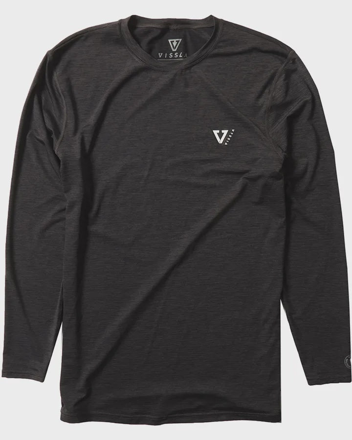 VISSLA TWISTED ECO L/S SURF TEE RASHIE - BLACK HEATHER