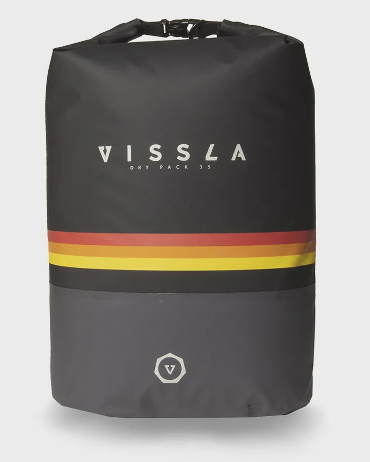 VISSLA 7 SEAS 35L DRY BACK PACK BAG - BLACK 3 STRIPE