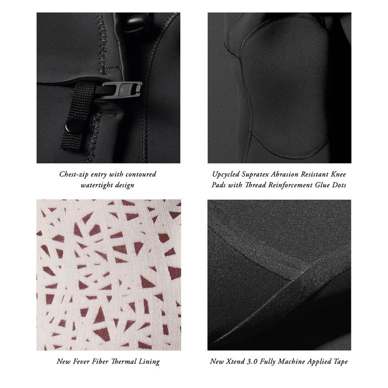 VISSLA 7 SEAS 3-2 FULL CHEST ZIP WETSUIT - CHARCOAL 2