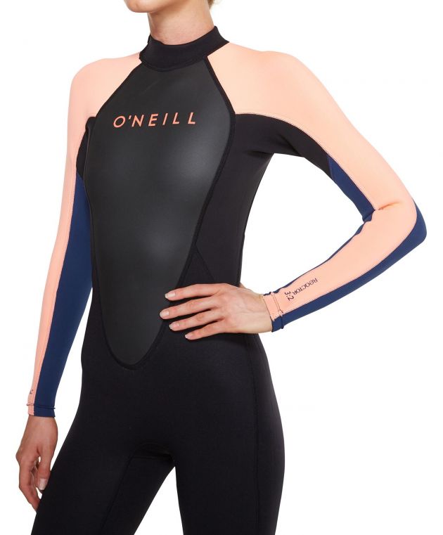 REACTOR II 3/2MM WOMENS STEAMER WETSUIT - BLACK/GRAPEFRUIT