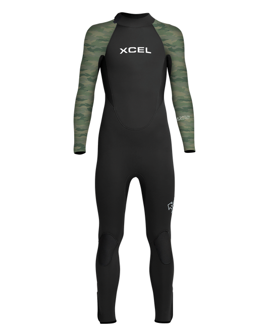 AXIS BOYS 3/2MM GBS BACK ZIP WETSUIT - BLACK/CAMO GREEN