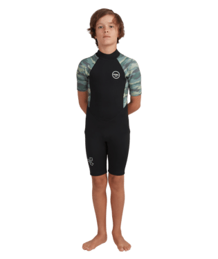 XCEL YOUTH AXIS S/S SPRINGSUIT - BLACK/GREEN CAMO