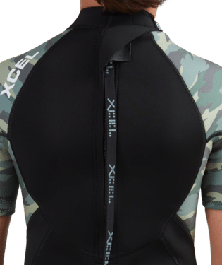 XCEL YOUTH AXIS S/S SPRINGSUIT - BLACK/GREEN CAMO