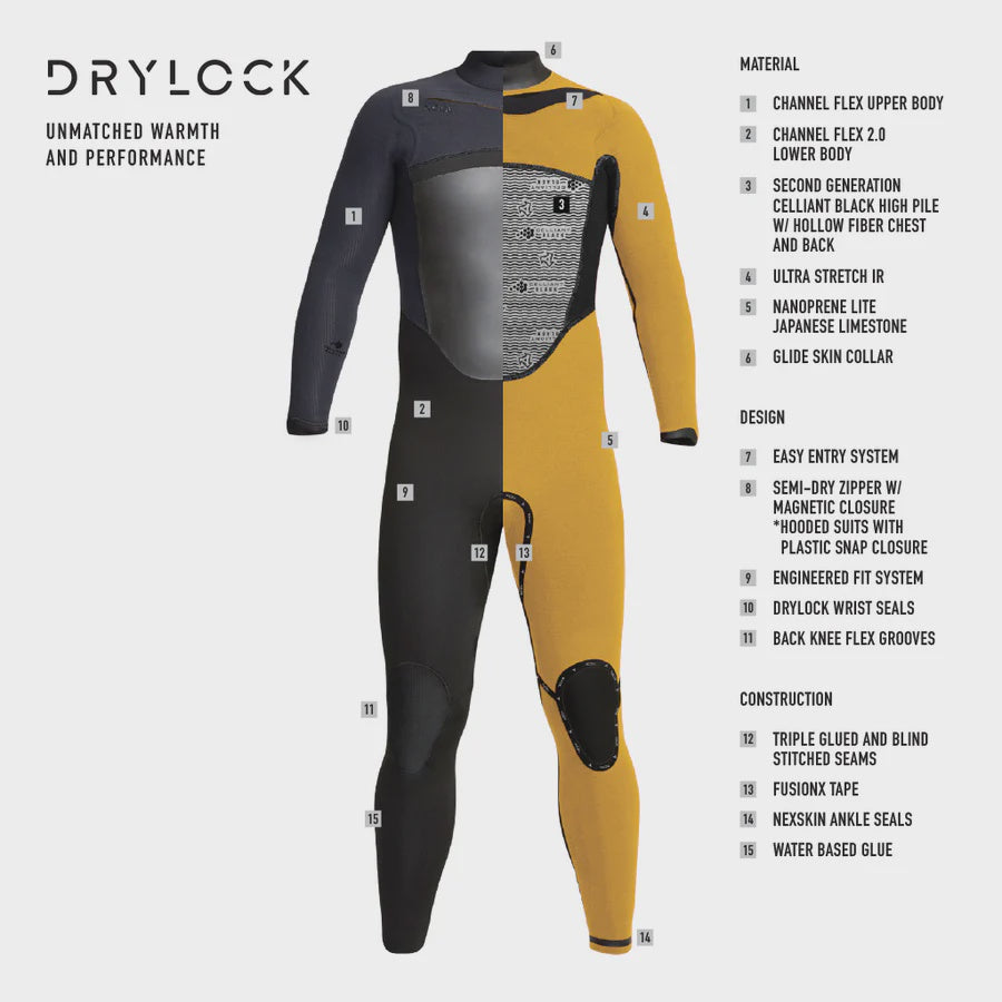 DRYLOCK 3/2MM STEAMER BLACK - MC32DRY1 - SALE LAST ONES
