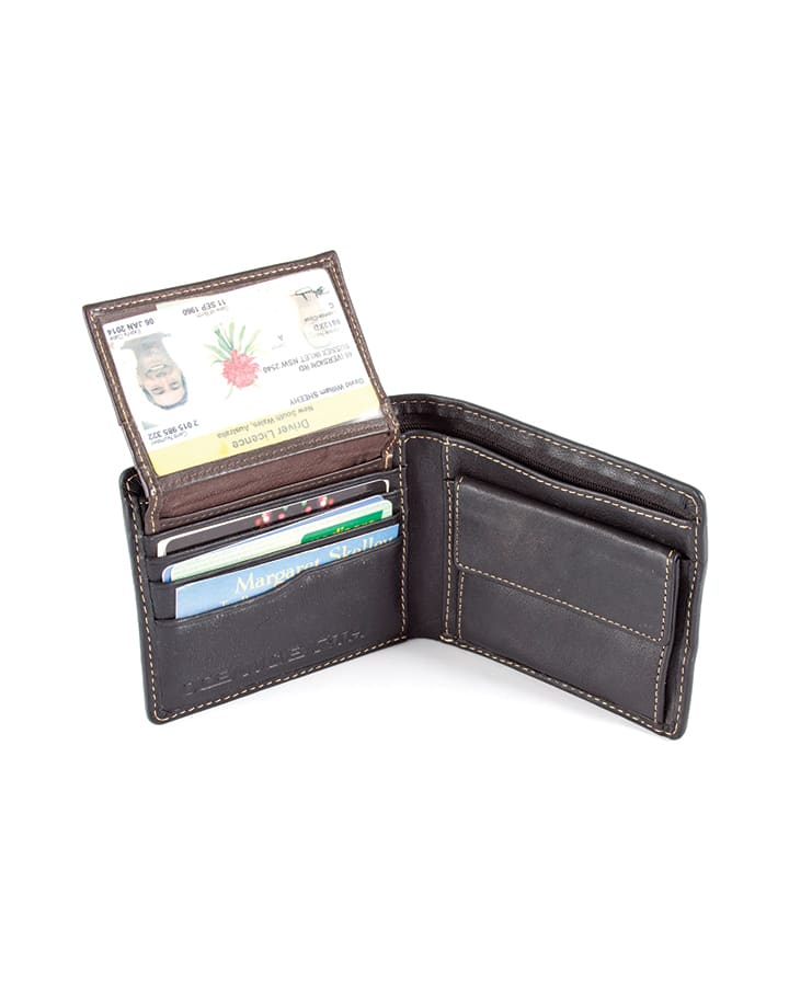 OCEAN & EARTH MENS FORMULA 1 LEATHER WALLET - BLACK