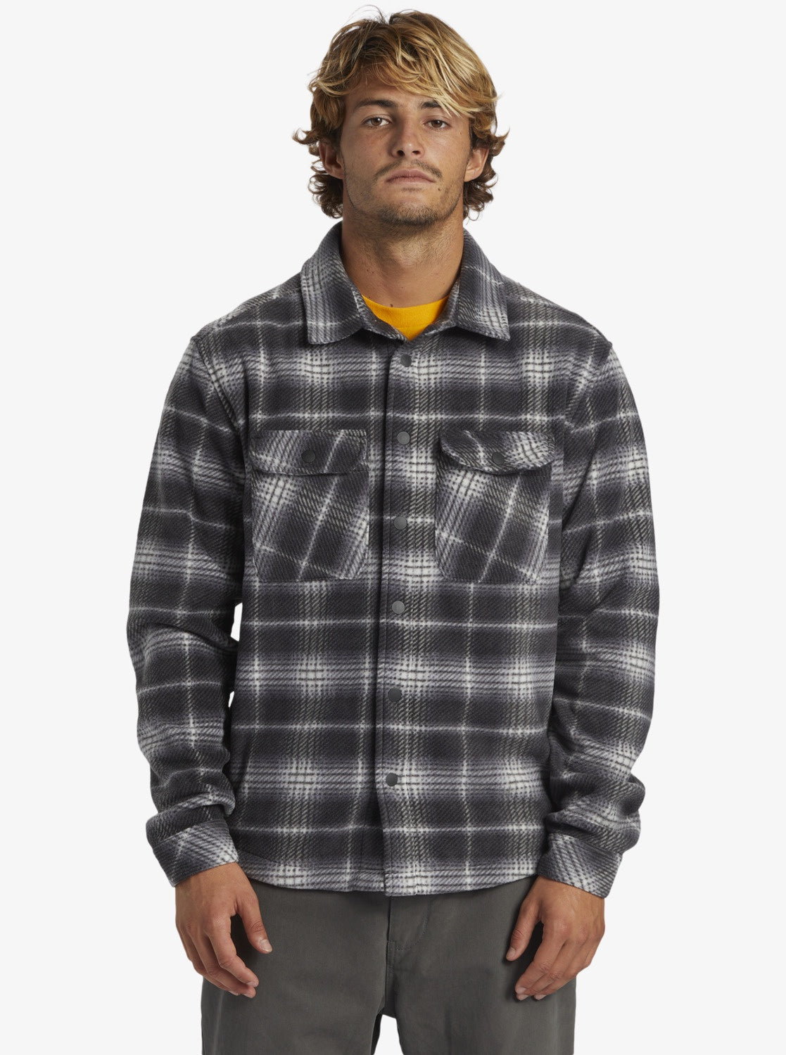 QUIKSILVER MENS SURF DAYS LONG SLEEVE FLEECE SHIRT - BLACK