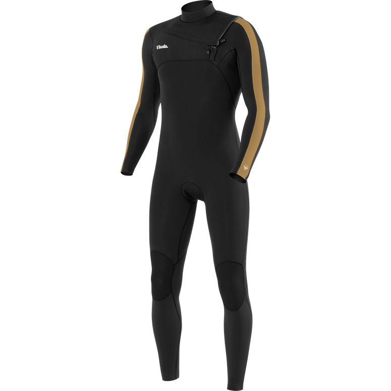 VISSLA 7 SEAS GADOO 3-2 FULL CHEST ZIP STEAMER BLACK - GOLD AND ALL BLACK