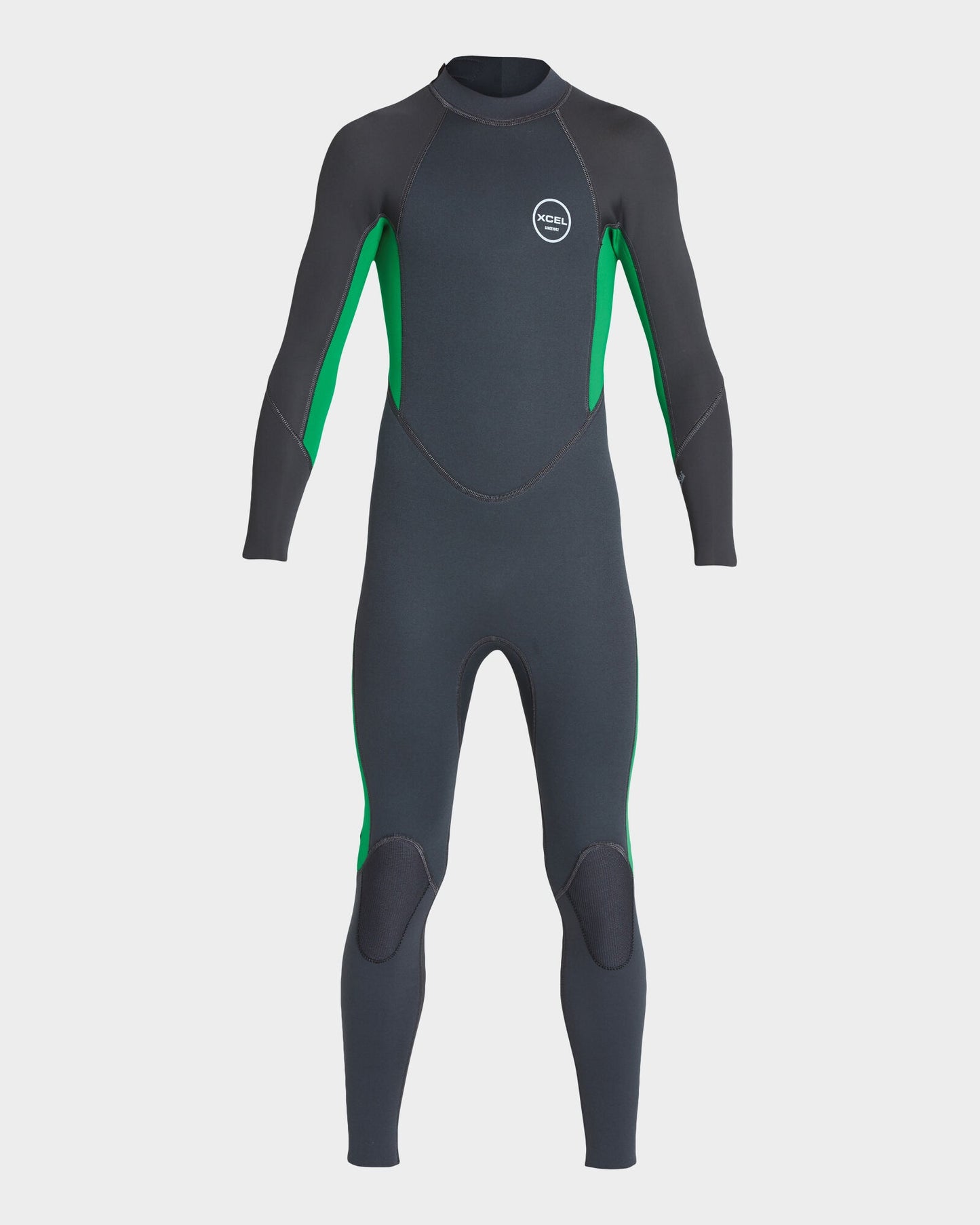 XCEL YOUTH AXIS 3/2MM FLATLOCK BACK ZIP WETSUIT - GRAPHITE / GREEN