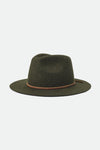 BRIXTON WESLEY FEDORA HAT - MOSS/BROWN - BLENDED
