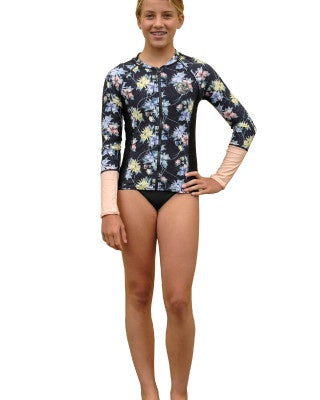 ONEILL GIRLS L/S ZIP THROUGH RASHIE