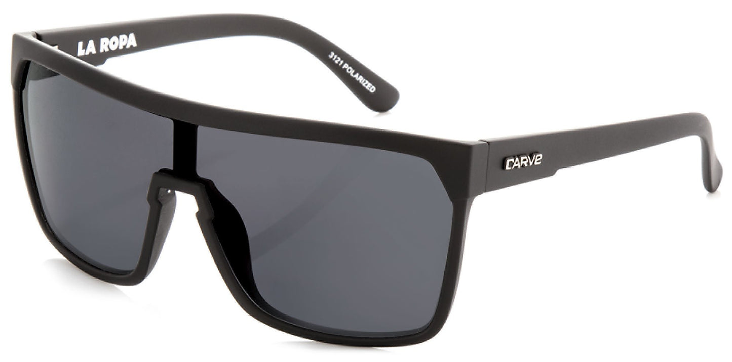 CARVE SUNGLASSES - LA ROPA POLARISED - MATT BLACK / GREY LENS