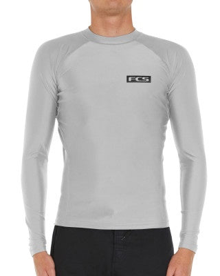 FCS ESSENTIAL L/S MENS RASH VEST - GREY Clearance No Returns