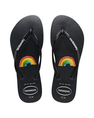 HAVAIANAS SLIM RAINBOW BLACK/WHITE : HSPP0134